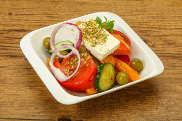 Traditional Greek salad with feta cheese