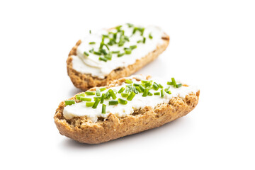 Crispbread with creamy cheese.