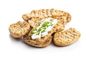 Crispbread with creamy cheese.