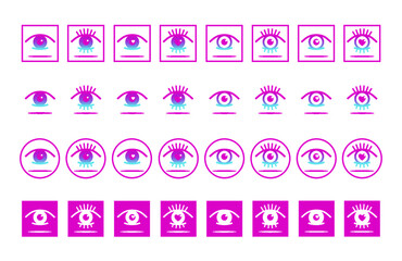 Auge, Icon-Set, pink-türkis, Vektor