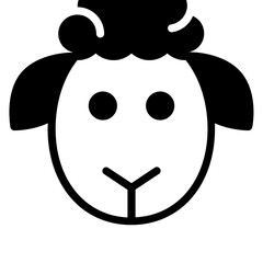 Sheepdog Lamb Happy Vector Icon ,Protein and Meat Glyph Symbol on White Background