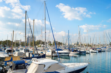 Marina, yachts, motorboats, citycsape, Cyprus