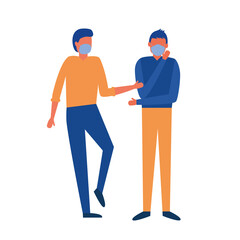 men with medical masks vector design
