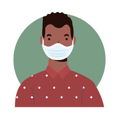 Man with medical mask vector design