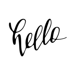 Hand drawn lettering Hello isolated on white