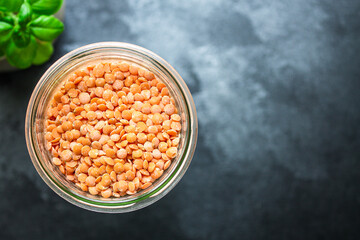 lentils bean product set Menu concept serving size. food background top view copy space organic healthy eating