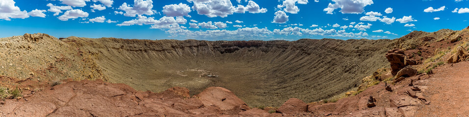 Wide-angle, panoramic view of the meteorite crater near Winslow, Arizona