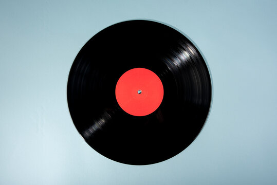 Black vinyl record with red label