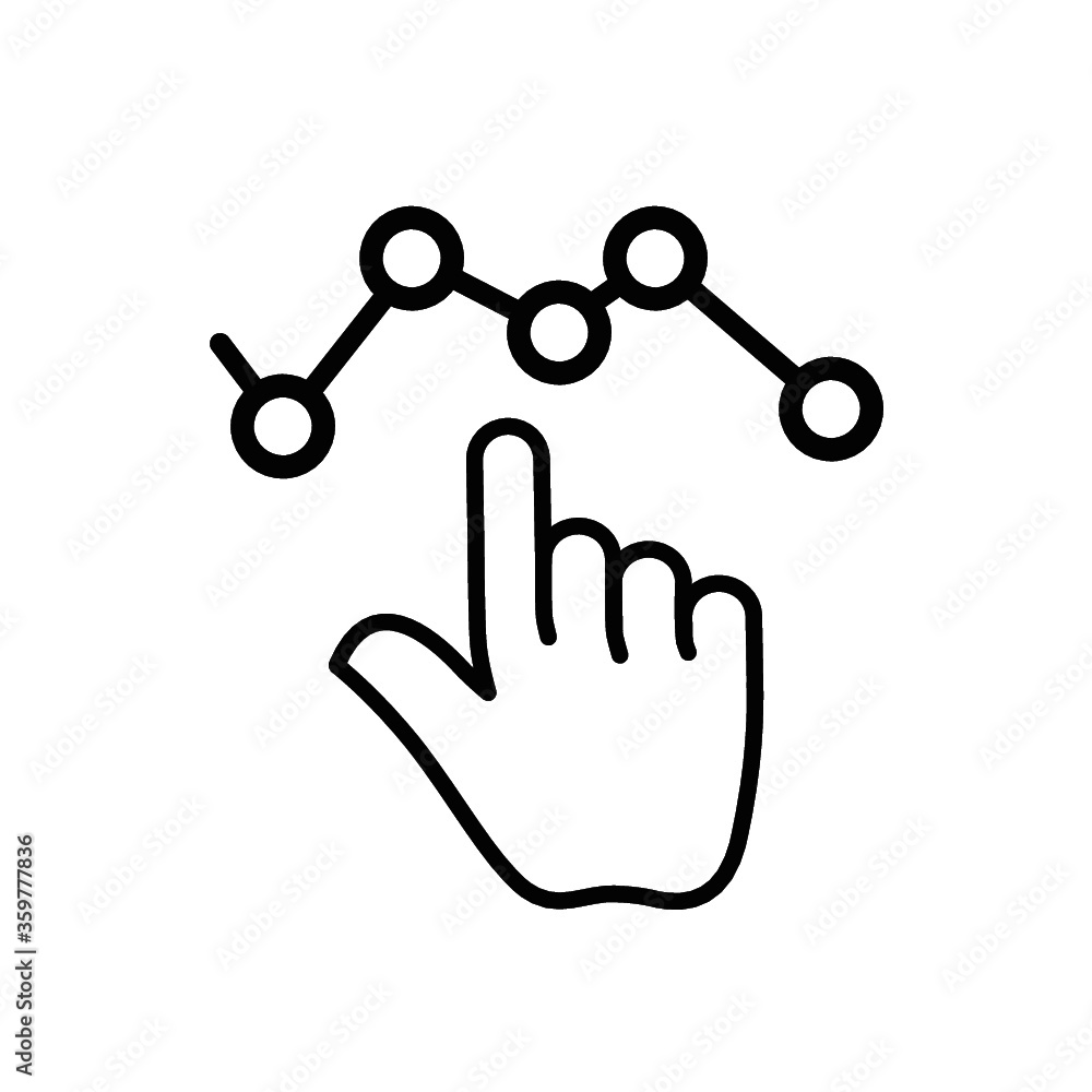 Poster hand touch business graph outline icon. linear style sign for mobile concept and web design. hand an