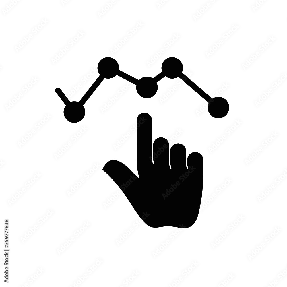 Poster hand touch business graph outline icon. linear style sign for mobile concept and web design. hand an