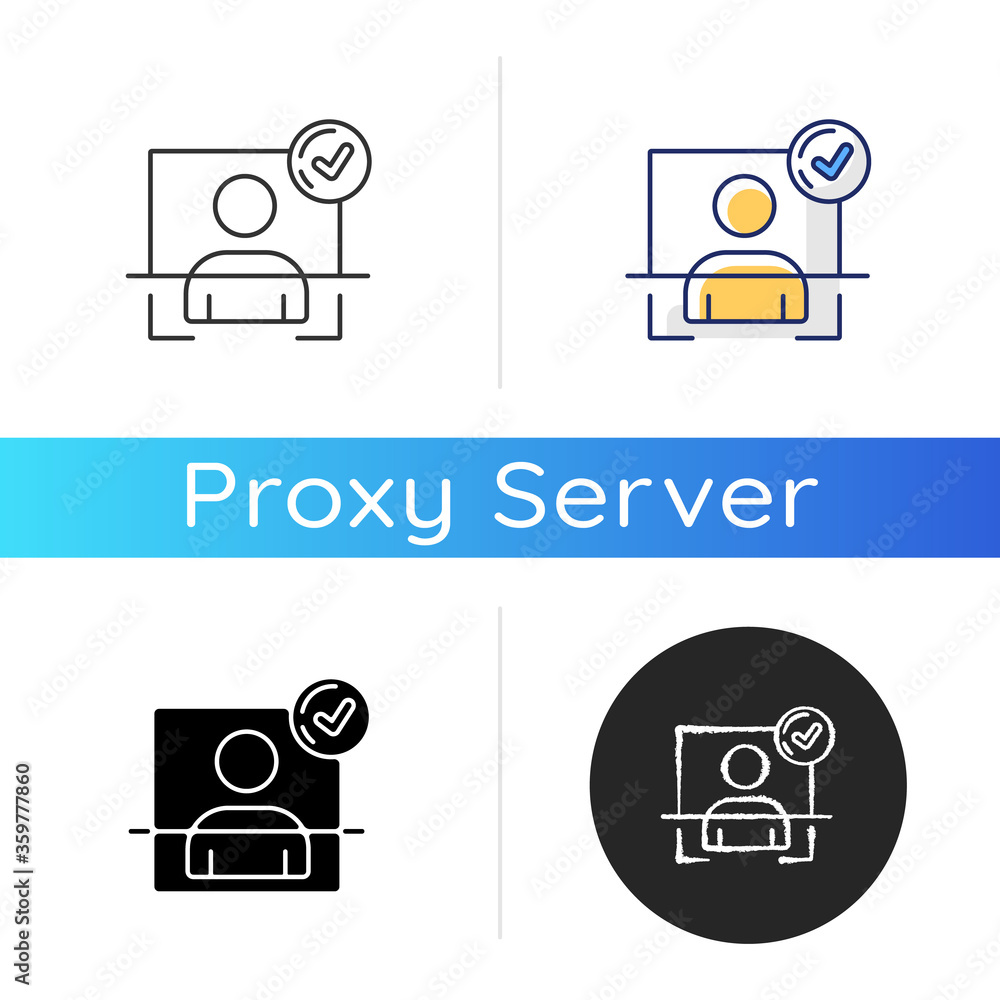 Poster user authentication icon. internet safety, cybersecurity. linear black and rgb color styles. user pe
