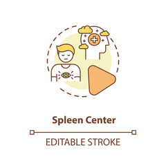 Spleen center concept icon. Immune system. Person intuition. Chakra in body system. Human design idea thin line illustration. Vector isolated outline RGB color drawing. Editable stroke