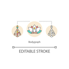 Bodygraph concept icon. Energy center geometric chart. Personality type classification. Human design system idea thin line illustration. Vector isolated outline RGB color drawing. Editable stroke