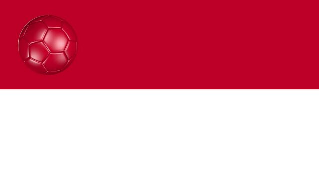 Animated background with the flag of Monaco and a rotating soccer ball