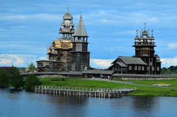 RUSSIAN WOODEN ORTHODOX CHURCHES NEAR KIZHI LAKE. 