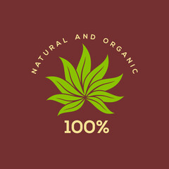 Organic and Natural product Badge, Label, Poster or Logo design template. Vector illustration