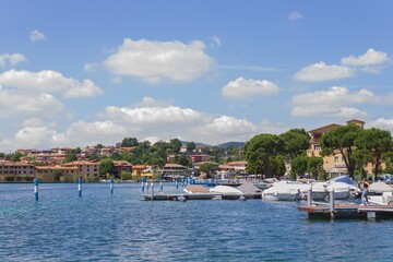 Fototapeta na wymiar View of Lake Iseo from Sarnico, Italy