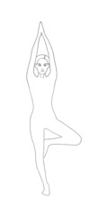 Fototapeta premium Yoga pose line art, outline drawing, vector illustration. Hand drawn sketch asana. Meditation. Healthy lifestyle concept
