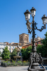 Fototapeta na wymiar View of the Bibrambla square in Granada one summer morning