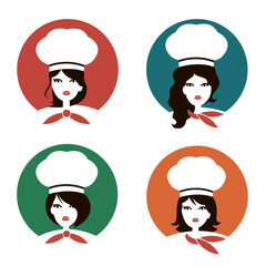 collection of chef woman icon isolated on white background