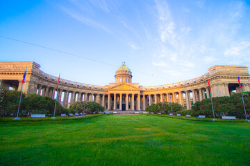 Obraz premium Kazan Cathedral in Saint Petersburg . Sights of Saint Petersburg. Morning city without people. Article about tourism