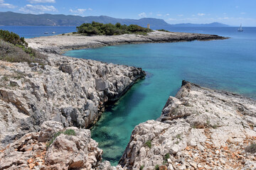 BEACHES ON THE ISLAND OF KORCULA IN CROATIA IN THE ADRIATIC SEA. 