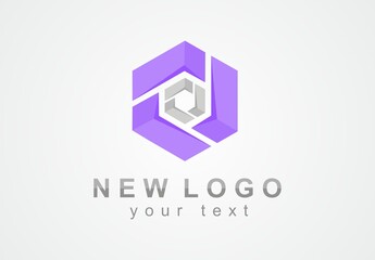 Abstract vector logo with a lens for the photographer. New modern logo with diamonds.