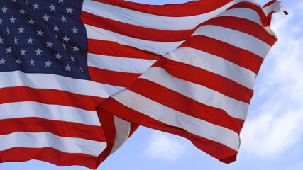 Large American flag waving