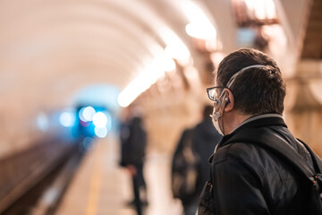 People wait at a subway station in Kiev.