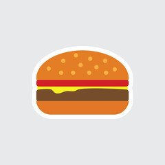 sticker burger icon. fastfood, food icon vector