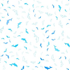 Fototapeta na wymiar Light BLUE vector seamless template with dolphins. Modern abstract illustration with sea dolphins. Natural design for wallpapers.