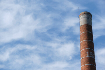 brick pipe against the backdrop of beautiful clouds color