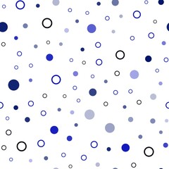 Dark BLUE vector seamless texture with disks. Blurred decorative design in abstract style with bubbles. Template for business cards, websites.
