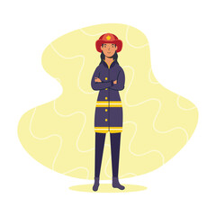 female fire fighter essential worker character