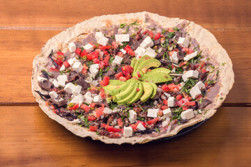 Traditional mexican food gourmet. Mexican food on wooden table.