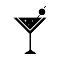 martini cocktail drink icon, silhouette style
