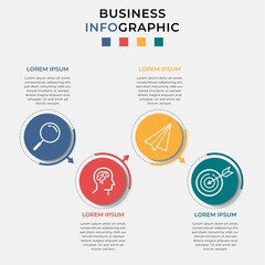 Fototapeta na wymiar Business Infographic design template Vector with icons and 4 four options or steps. Can be used for process diagram, presentations, workflow layout, banner, flow chart, info graph