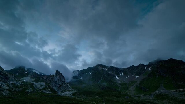 Back and forth timelapse video of Great St Bernhard's Pass, Switzerland