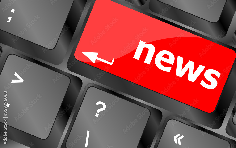 Poster news text on a button keyboard keys