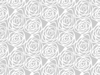 Hand drawn swirl rose flower pattern seamless repeat background