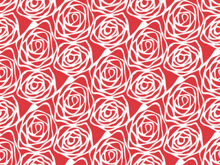Hand drawn swirl rose flower pattern seamless repeat background