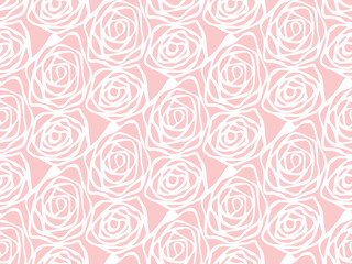 Hand drawn swirl rose flower pattern seamless repeat background