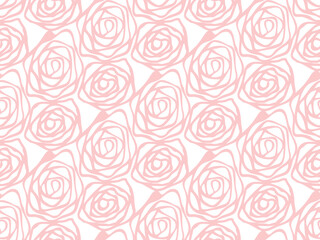 Hand drawn swirl rose flower pattern seamless repeat background