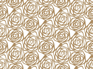 Hand drawn swirl rose flower pattern seamless repeat background