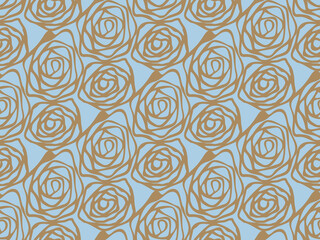 Hand drawn swirl rose flower pattern seamless repeat background