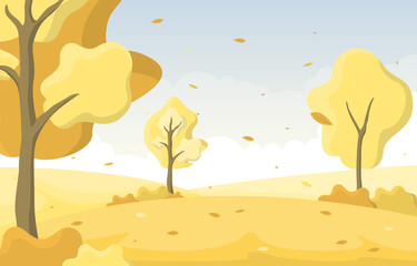 Autumn Fall Season Tree Golden Yellow Nature Panoramic Landscape