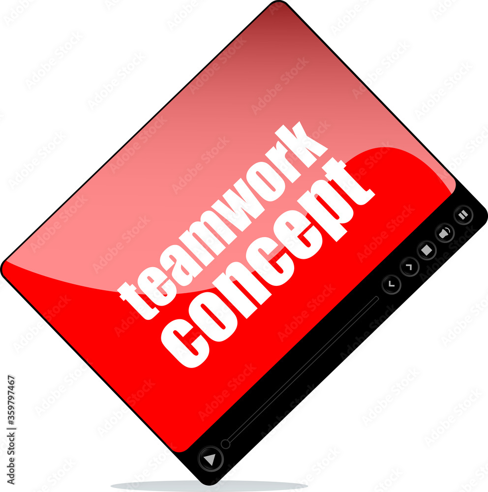 Poster video player for web with teamwork concept words