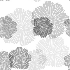 Light Gray vector seamless abstract background with flowers. Creative illustration in blurred style with flowers. Texture for window blinds, curtains.