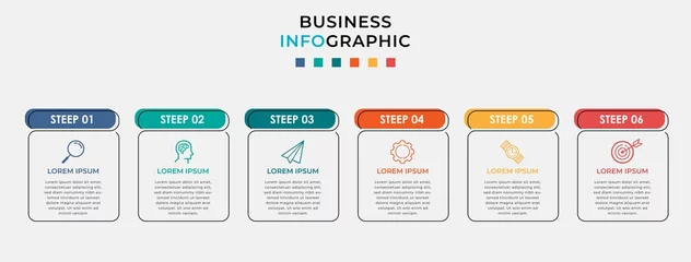 Fotobehang Business Infographic design template Vector with icons and 6 six options or steps. Can be used for process diagram, presentations, workflow layout, banner, flow chart, info graph © Ainul