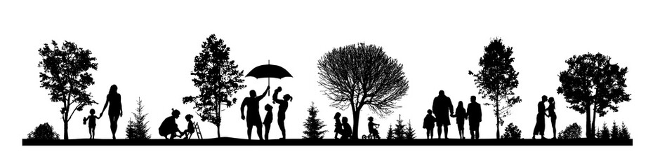 Family. Parents with a child in nature. Vector illustration